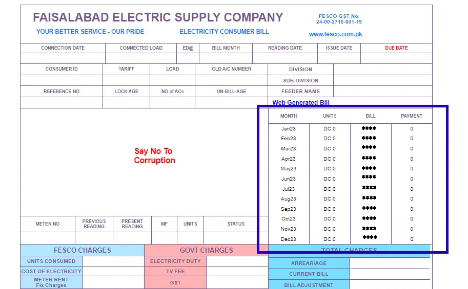 previous bill check image